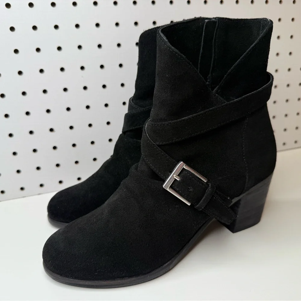 Anthropologie Matisse Harper Black Suede Leather Ankle Boots Women’s 7M Side Zip